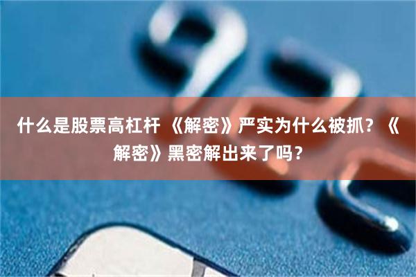 什么是股票高杠杆 《解密》严实为什么被抓？《解密》黑密解出来了吗？