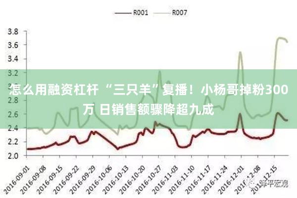 怎么用融资杠杆 “三只羊”复播！小杨哥掉粉300万 日销售额骤降超九成