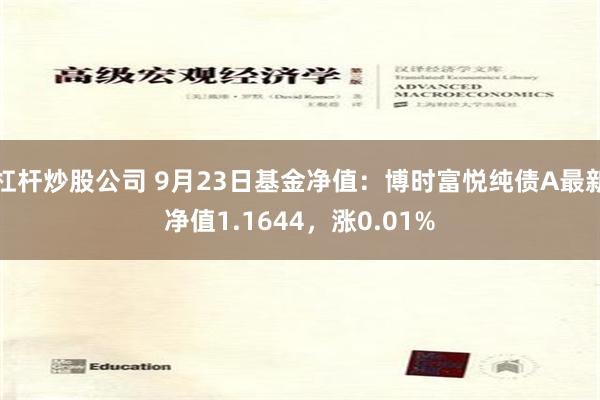 杠杆炒股公司 9月23日基金净值：博时富悦纯债A最新净值1.1644，涨0.01%