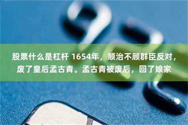 股票什么是杠杆 1654年，顺治不顾群臣反对，废了皇后孟古青。孟古青被废后，回了娘家