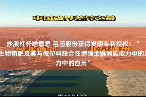 炒股杠杆啥意思 芭田股份获得发明专利授权：“一种生物菌肥及其与微塑料联合在增强土壤固碳能力中的应用”